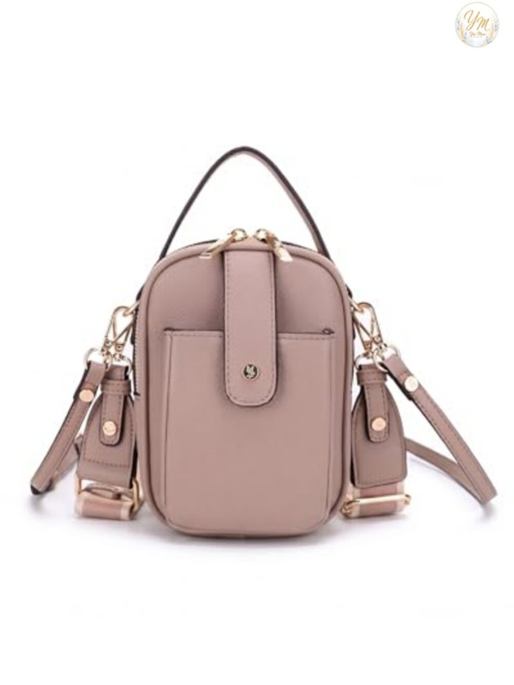 Vegan Leather Multi Compartment Crossbody Bag with Top Handle